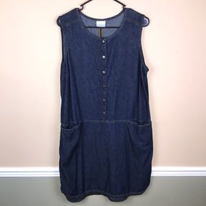 Columbia Women’s Denim Snap Button-Up Sleeveless Dress XL